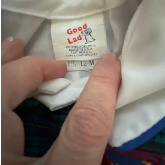 Good Lad Sz 12mo ‎ Shirt & John John  Royal Blue Green Plaid Classic Traditional - Picture 6 of 9